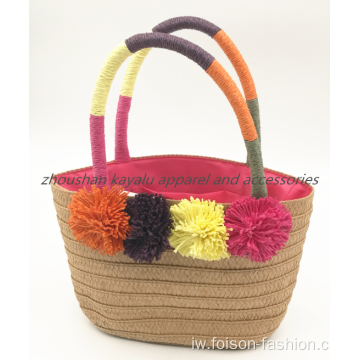 מכירות חמות Simple Kids Beach Bag תיק קש